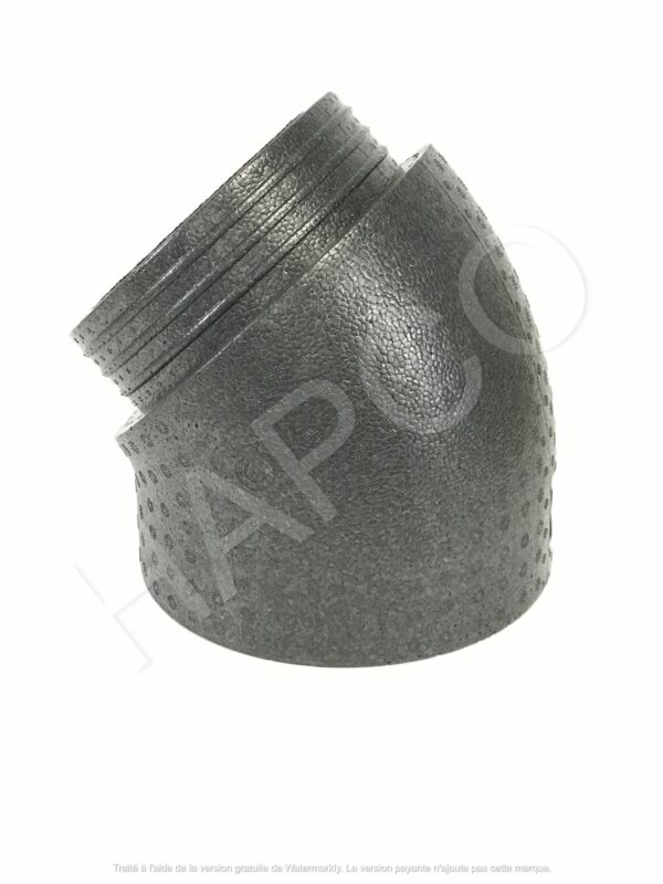 Coude 45°  PPE COMFOPIPE PLUS isolé DN int. 160mm,Ep. 43 mm  Mâle-Femelle