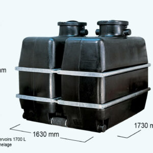 Reservoir Parallélélipipédique 1700 Litres Couleur Noir, avec couvercle