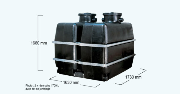 Reservoir Parallélélipipédique 1700 Litres Couleur Noir, avec couvercle