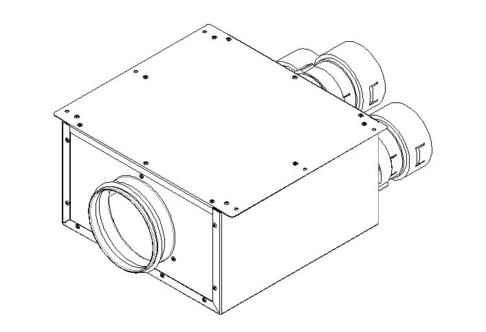 Plénum droit NILAN de bouche 3 x 90 / 75, ø 125 Male