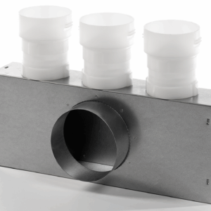 Plénum Nilair Cuisine coudé, raccordements 3xD75/90-1xD125