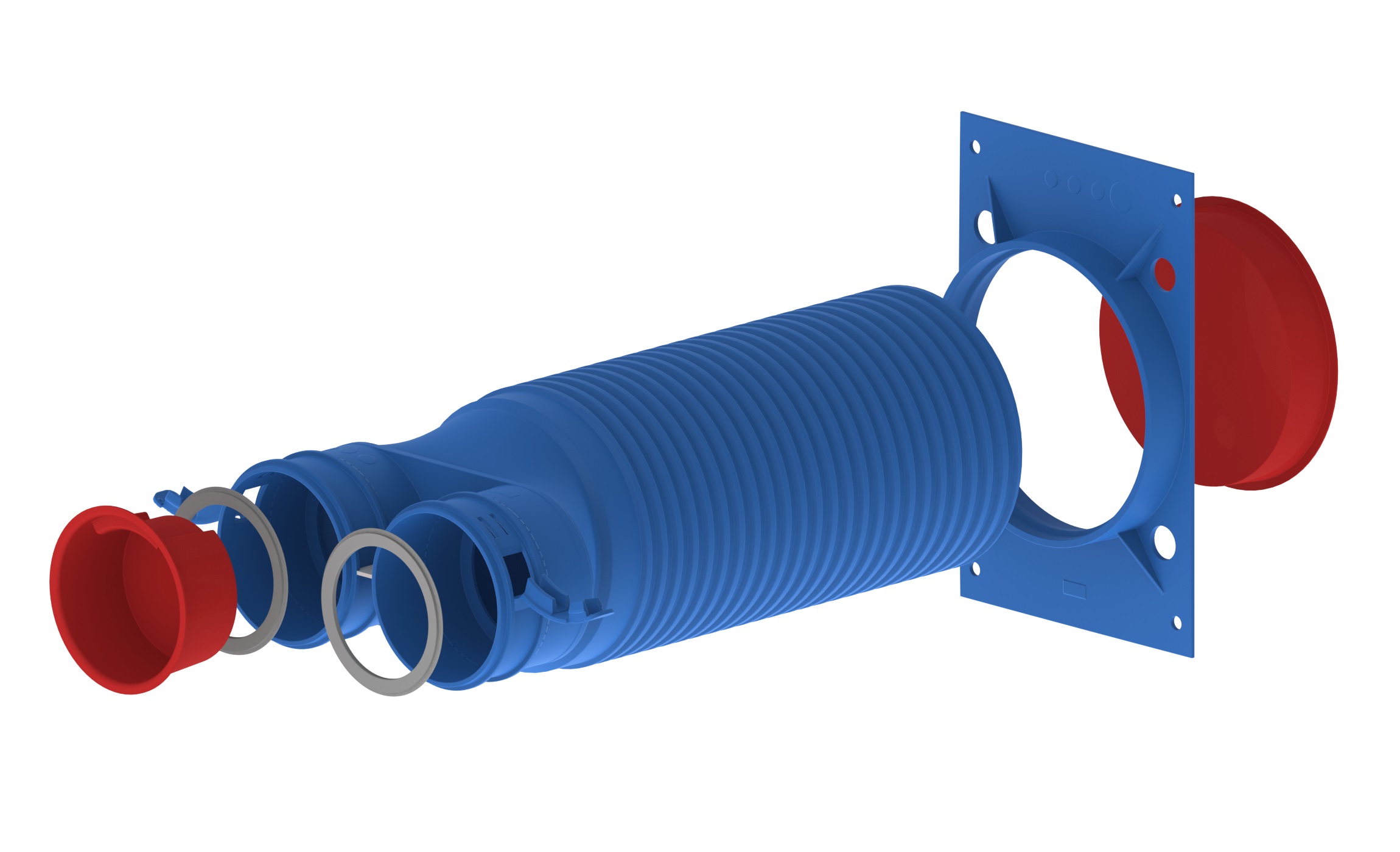 Plenum terminal droit plastique 2xø92 / 1xø125