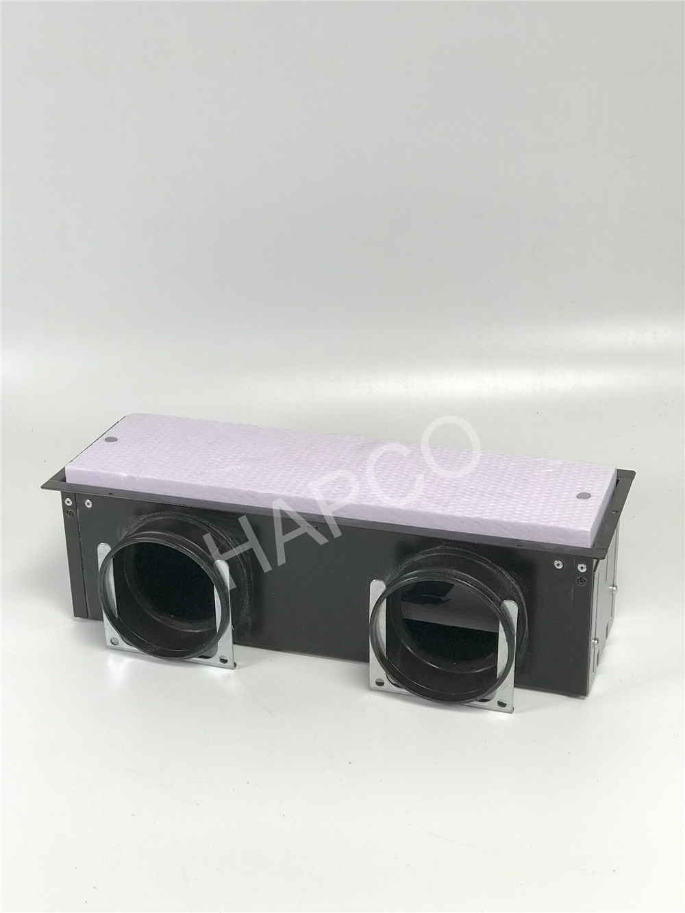 Boitier CLD-P 2x90 raccordement latéral côté long avec colliers de serrage.
