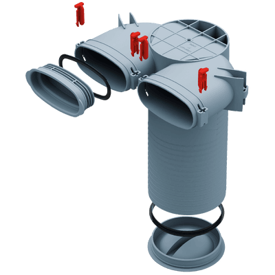 Plénum terminal coudé DN 125 FRS-DWK 2-51/125 en polypropylène