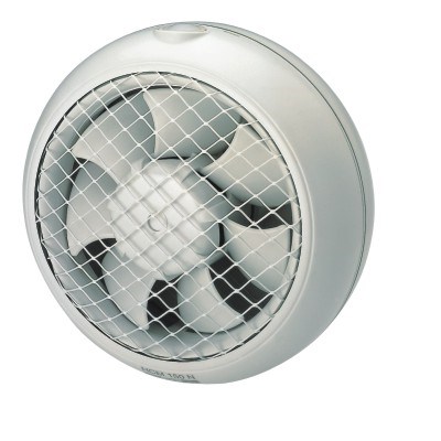 Aérateur circulaire vitre 450m³/H avec grille intérieure et volets extérieurs